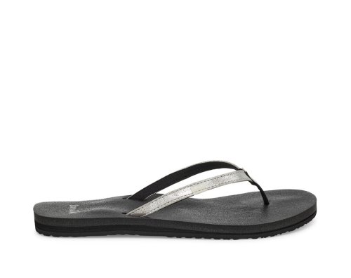 Sanuk Womens Yoga Joy Shimmer Metallic Silver Sandals | VKSOXT521